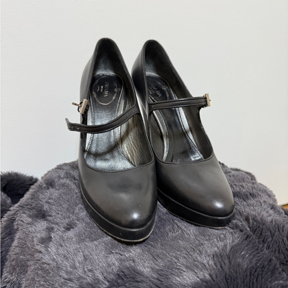 Prada Classic Black Heels with Strap